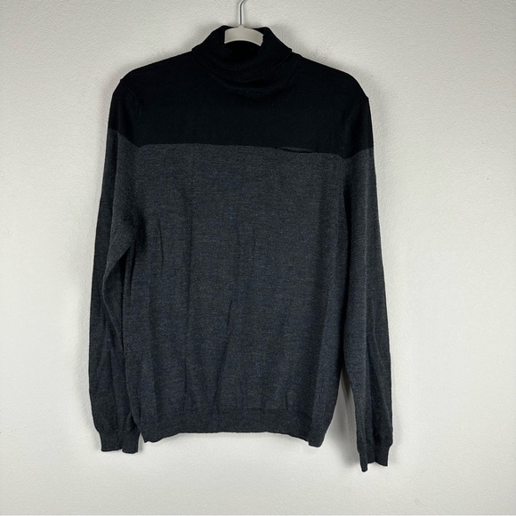 The Kooples Black Gray Turtleneck 100% Wool Sweater Top Size Large - Picture 1 of 7